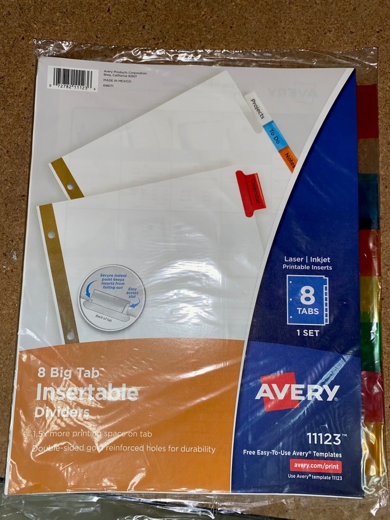 INDEX 3 RING COLOR DIVISION